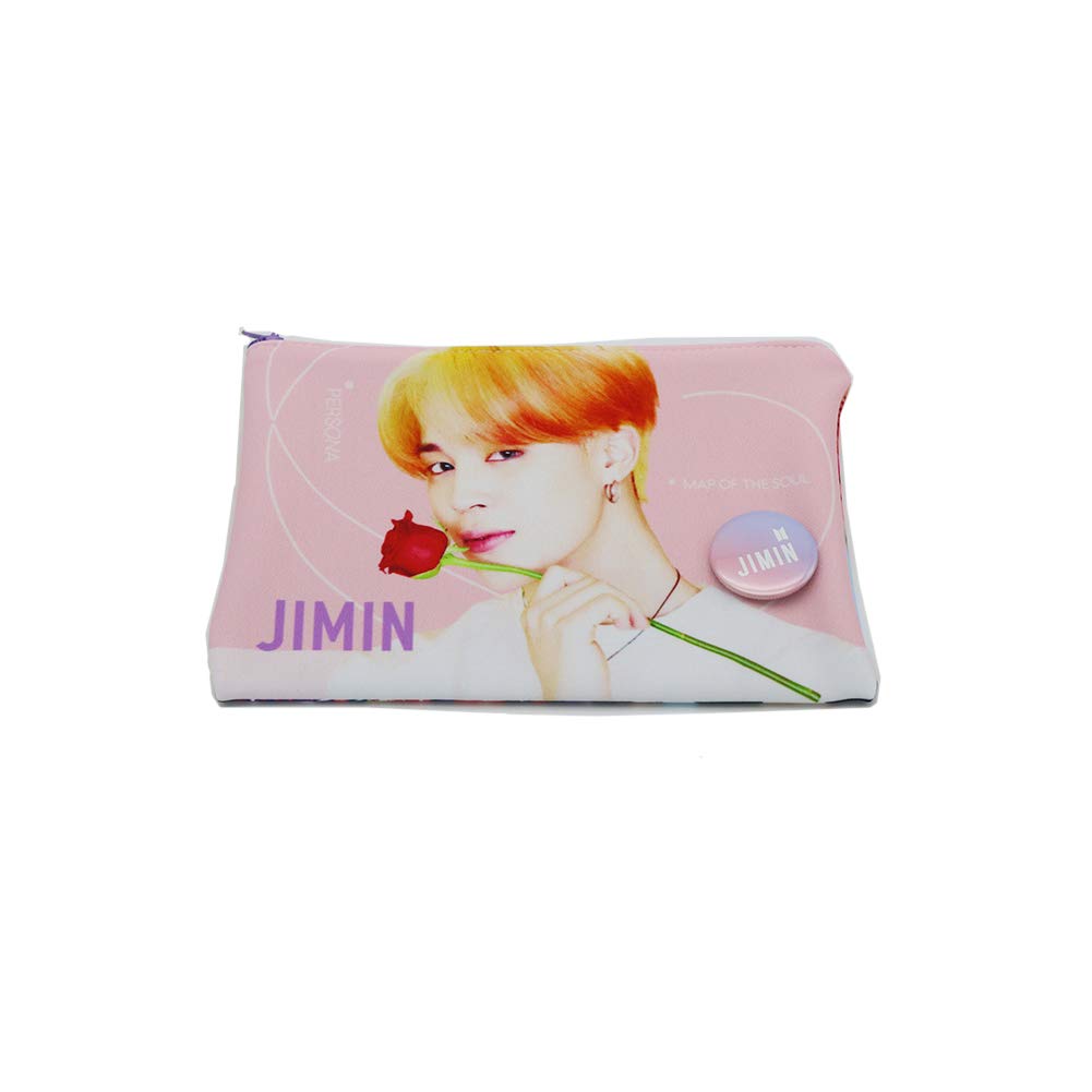 BTS Jimin Photo Pouch Pencil Case with Button Badge, Epoxy Sticker